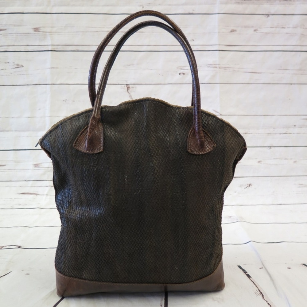 B. May Bag Dark Brown Snakeskin & Leather